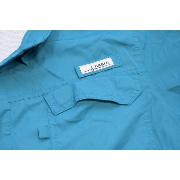 Habit Vented Fishing Shirt Blue Short Sleeve Camping Outdoors Mens Size 2XL XXL - Picture 6 of 10